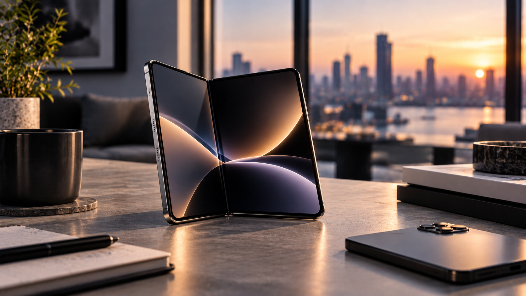 Concept visualization of a premium foldable smartphone for Apple Duo analysis