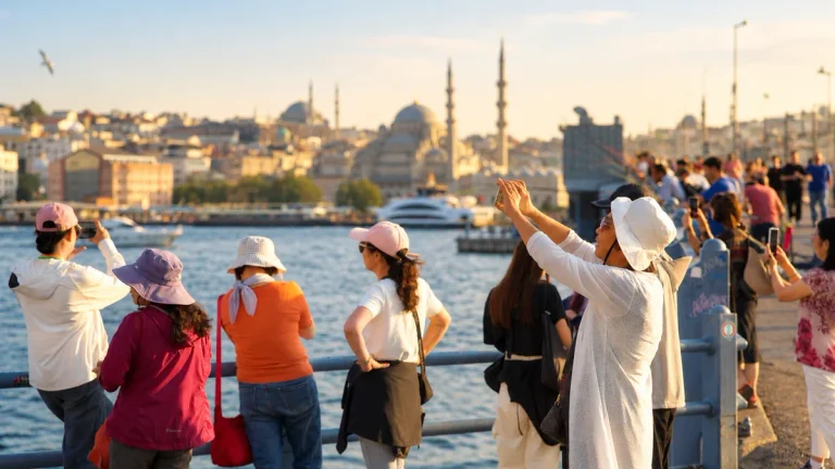 Tourists sightseeing in Istanbul during a Europe trip