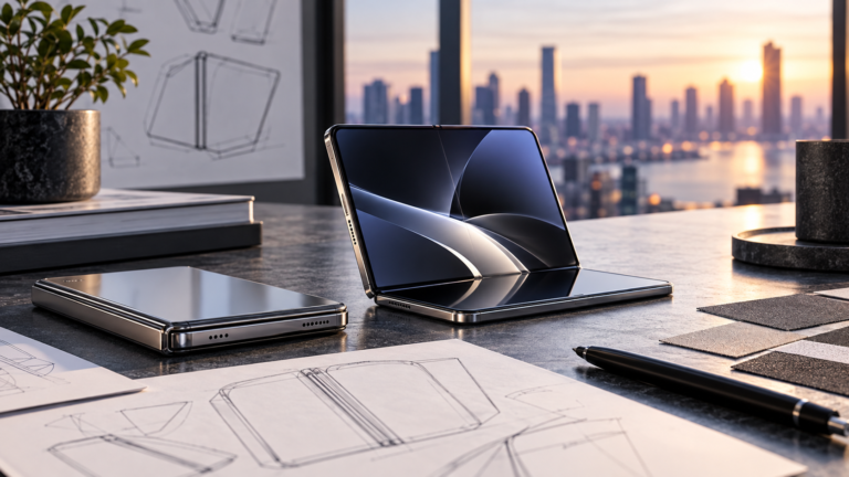 Foldable smartphone concept with industrial design sketches