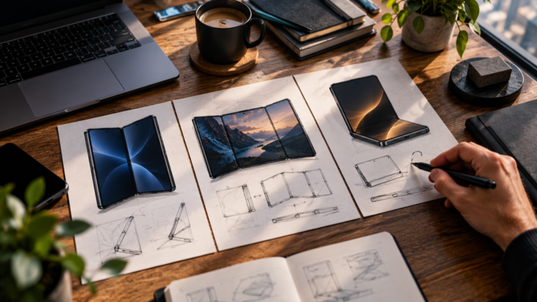 Foldable phone concepts illustrating different approaches to foldable design